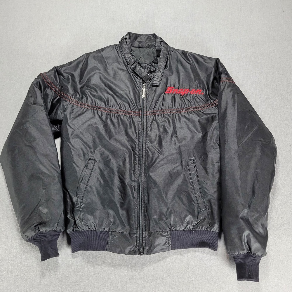 Vintage Horizon Sportswear Snap On Satin Jacket Bomber Black No Size Tag